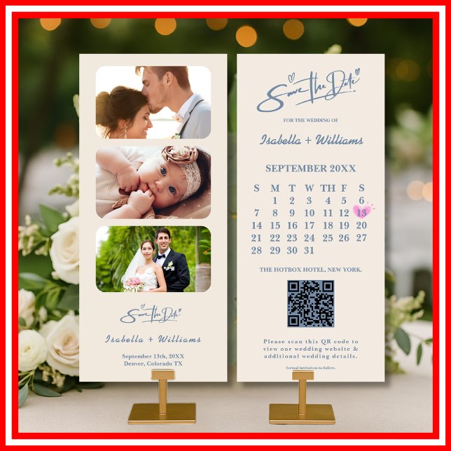 Dusty Blue Wedding Foto QR Code Elegant (Von Creator hochgeladen)