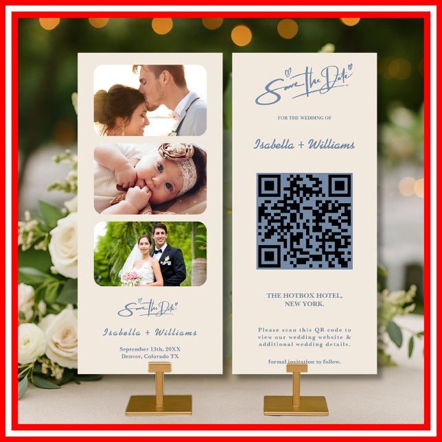 Dusty Blue Wedding Foto QR Code Elegant (Von Creator hochgeladen)