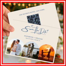 Dusty Blue Wedding Foto QR Code Elegant