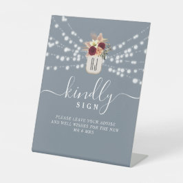 Dusty Blue Wedding Guest Book Sign Sockelschild