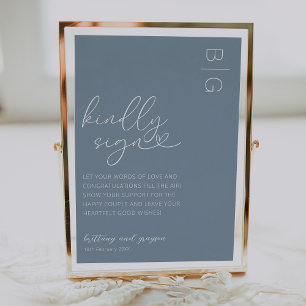 Dusty Blue Wedding Guestbook Sign Poster