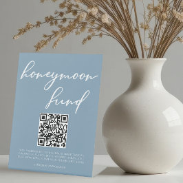 Dusty Blue Wedding Honeymoon Fund QR Code Sockelschild