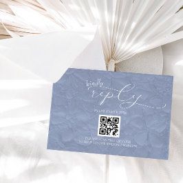 Dusty Blue Wedding Modern Simple QR RSVP Karte