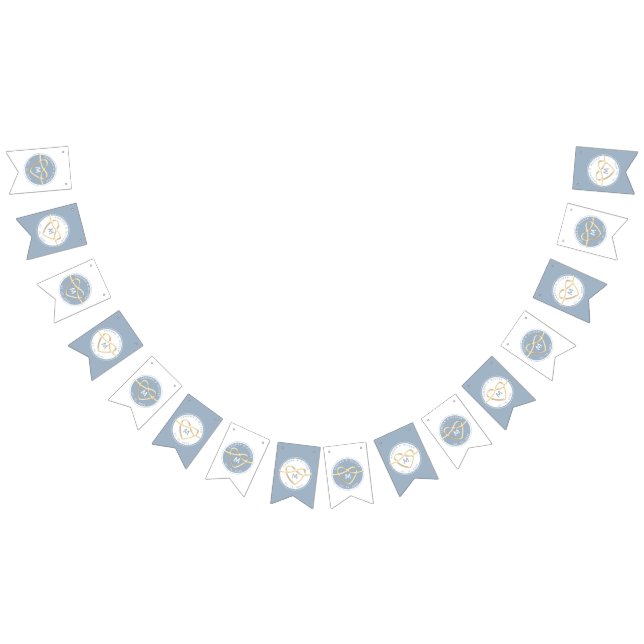 Dusty Blue Wedding Monogram Wimpelkette (Alle)