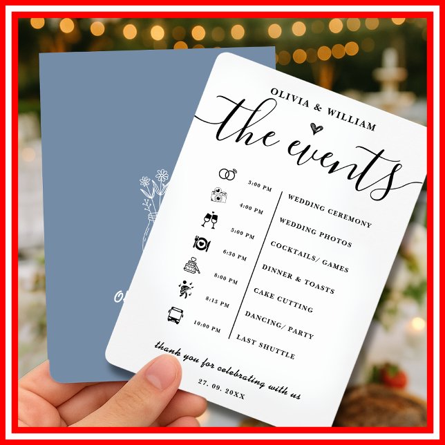Dusty Blue Wedding Order of Events Program Einladung (Von Creator hochgeladen)