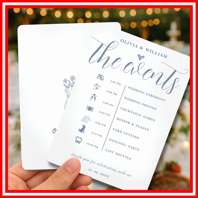 Dusty Blue Wedding Order of Events Program Einladung (Von Creator hochgeladen)