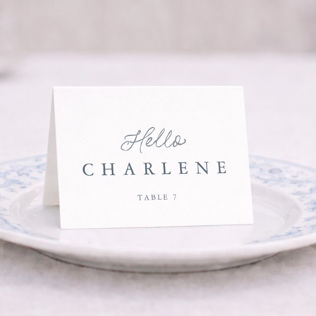 Dusty Blue Wedding Place Card with Table Number Tischnummer (Von Creator hochgeladen)