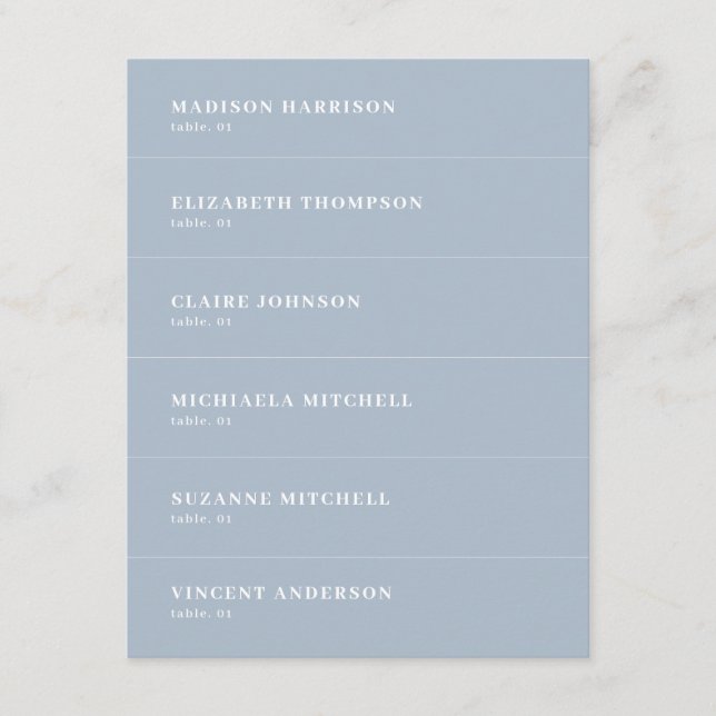 Dusty Blue Wedding Place Name Card DIY Einladung (Vorderseite)