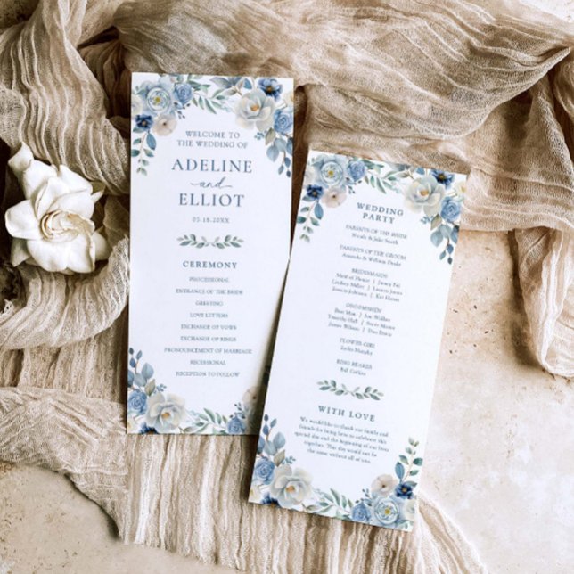 Dusty Blue Wedding Program Floral Wedding Program Programm (Von Creator hochgeladen)