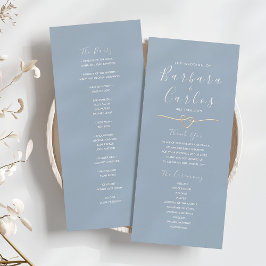 Dusty Blue Wedding Programme avec Corde Coeur