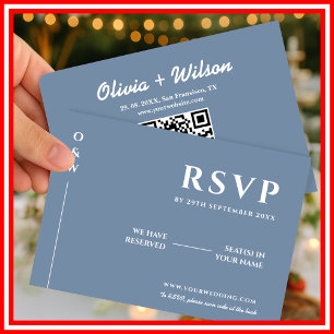 Dusty Blue Wedding QR Code UAWG RSVP Karte