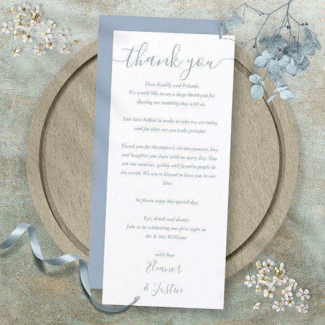 Dusty Blue Wedding Réception Merci Carte Place (Dusty Blue Wedding Reception Thank You Place Card)