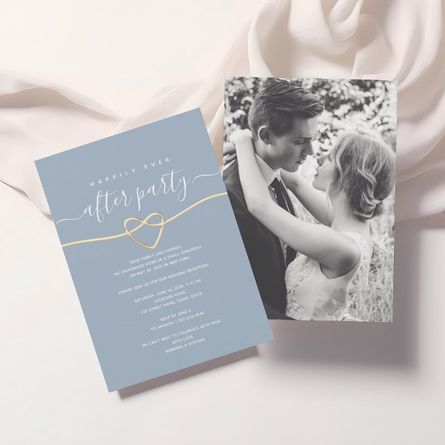 Dusty Blue Wedding Réception Photo Invitation (Créateur téléchargé)