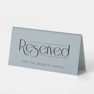 Dusty Blue Wedding Reserviert Table Zelt Sign Tischaufsteller