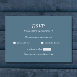 Dusty Blue Wedding RSVP Card Karte
