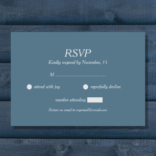 Dusty Blue Wedding RSVP Card Karte