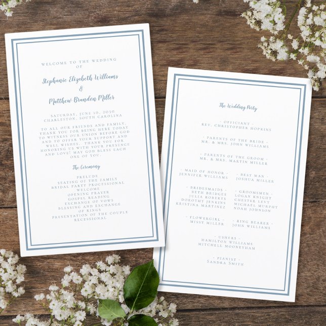 Dusty Blue Wedding Script Modern Zeremony Program (Von Creator hochgeladen)