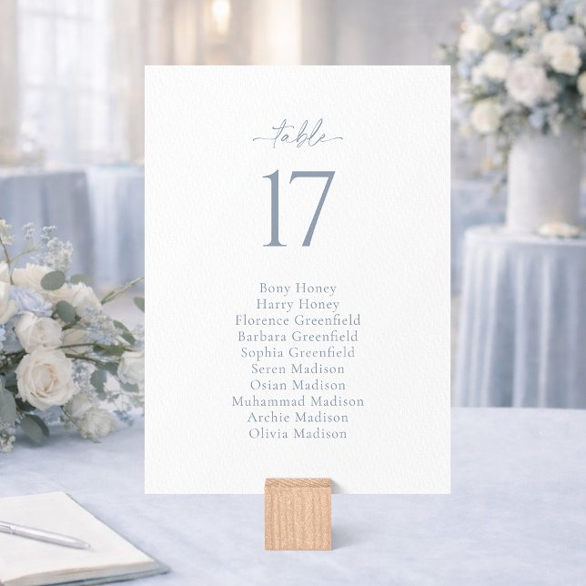 Dusty Blue Wedding Seating Chart Card Einladung (Von Creator hochgeladen)
