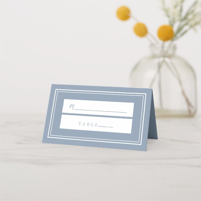 Dusty Blue Wedding Simple Modern Minimalistisch Gu Platzkarte (Vorderseite)