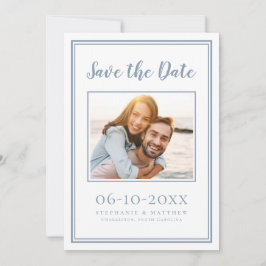 Dusty Blue Wedding Simple Verlobung Foto Modernes Save The Date