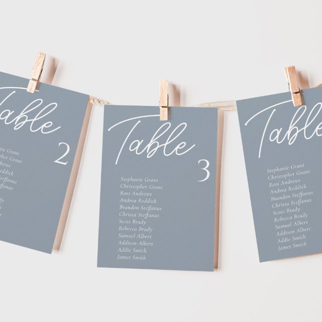 Dusty Blue Wedding Table Chart Cards Einladung (Von Creator hochgeladen)