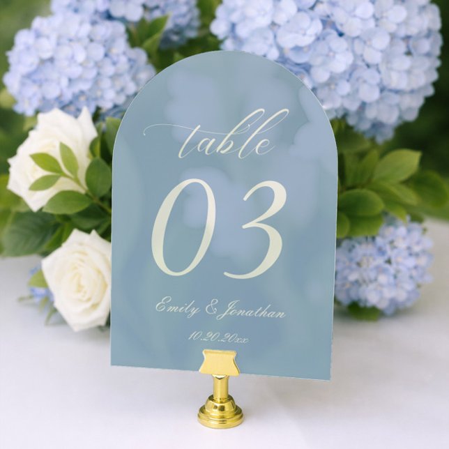 Dusty Blue Wedding Table Number Acrylic Acryleinladungen (Von Creator hochgeladen)
