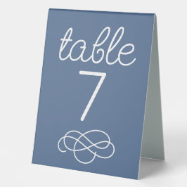 Dusty Blue Wedding Tischnummer Sign mit Namen Tischaufsteller