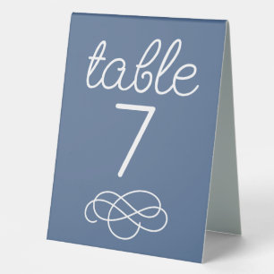 Dusty Blue Wedding Tischnummer Sign mit Namen Tischaufsteller