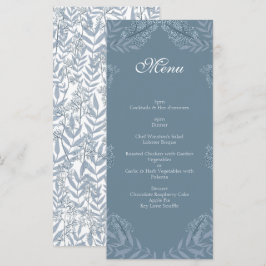 Dusty Blue Wedding Vintag Botanical Menu Menükarte