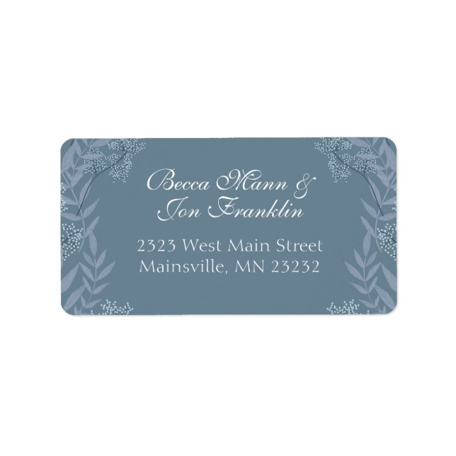 Dusty Blue Wedding Vintage botanische Adresse Adressaufkleber (Vorne)