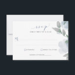 Dusty Blue Wedding Watercolor Soft Floral RSVP Karte<br><div class="desc">Dusty Blue Soft Watercolor Floral Wedding RSVP / Response Card: Dieses schöne Design mit weichen, fließenden Aquarellfarben-Blume in staubblau / blau-grau mit grauen Blätter und Weinreben. Es ist gepaart mit einem modernen, lockeren Kalligraphie-Schriftart. Der Rücken hat einen grauen Aquarell mit Ihren Namen und eine süße Botschaft an Ihre Gäste. Sie...</div>