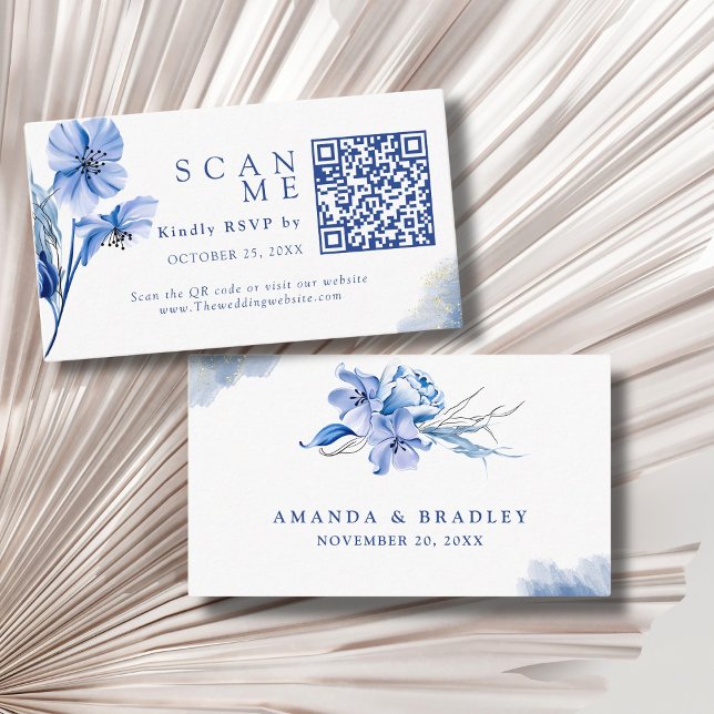 Dusty Blue Wedding Website & QR Code Wedding RSVP Begleitkarte (Von Creator hochgeladen)