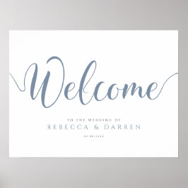 Dusty Blue Wedding Welcome Sign Poster