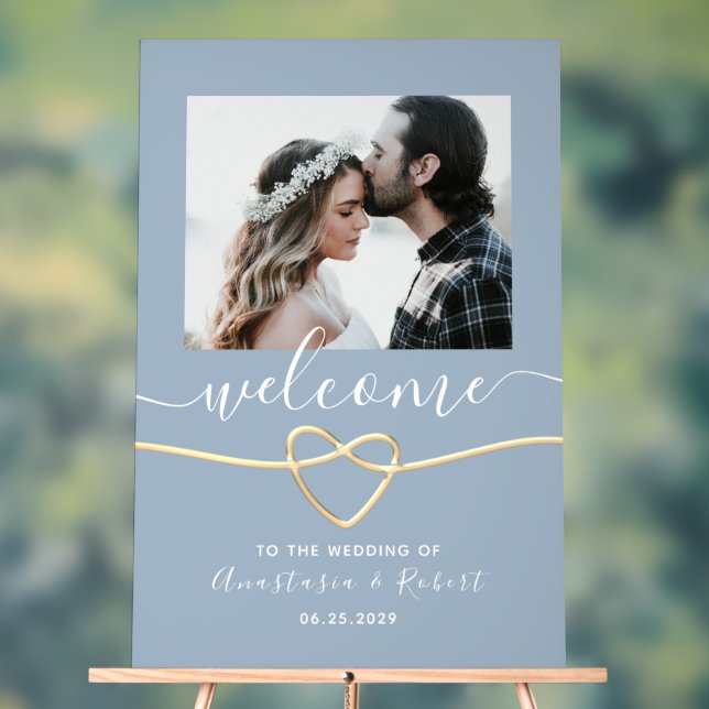 Dusty Blue Wedding Willkommen Acrylschild (Neutral)