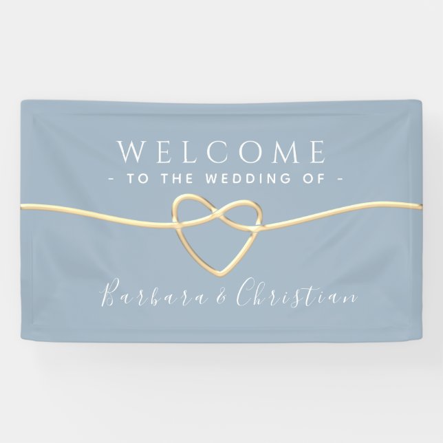 Dusty Blue Wedding Willkommen Banner (Horizontal)