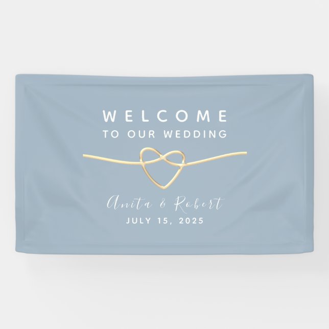 Dusty Blue Wedding Willkommen Banner (Horizontal)
