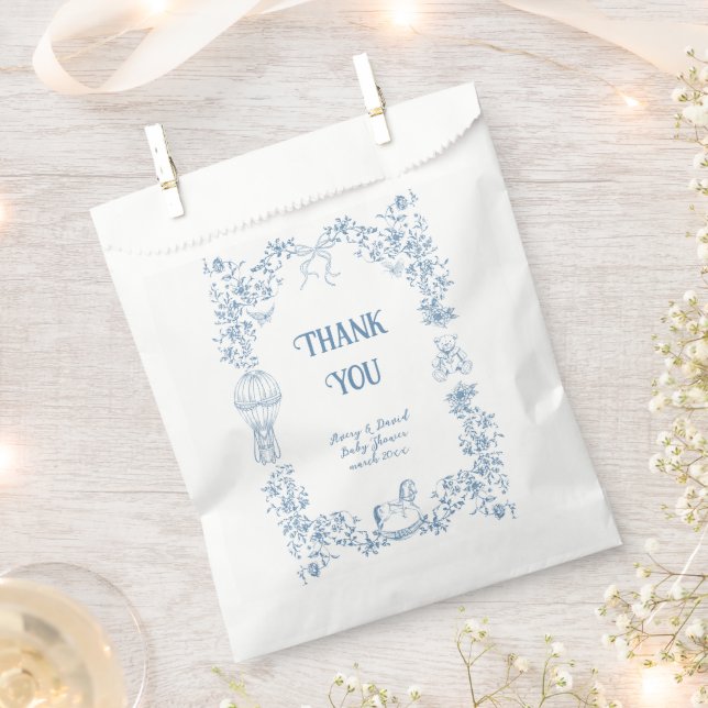 Dusty Blue Whimsical Floral Baby Dusche Geschenktütchen (Ausgeschnitten)