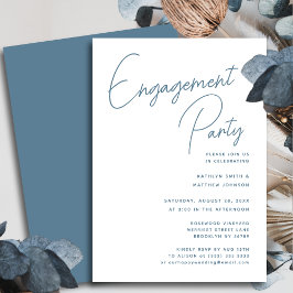 Dusty Blue Whimsical Script Chic Engagement Party Einladung