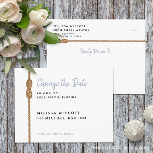 ⛵ Dusty Blue + White ändern das Datum Ankündigungspostkarte