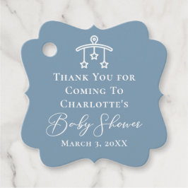 Dusty Blue White Baby Dusche Personalisiert Geschenkanhänger