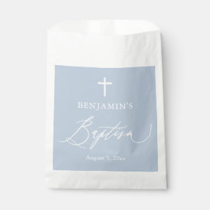 Dusty Blue White Cross Boy Taufe Gefallen Taschen Geschenktütchen