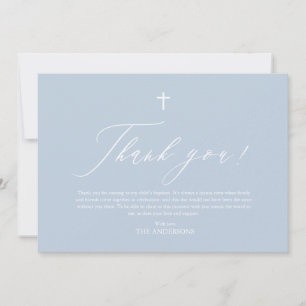 Dusty Blue White Cross Taufe Danke Karte