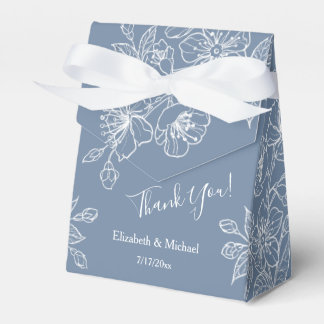 Dusty Blue White Floral | Custom Wedding Geschenkschachtel