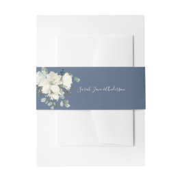 Dusty Blue & White Floral - Dusty Blue Einladungsbanderole