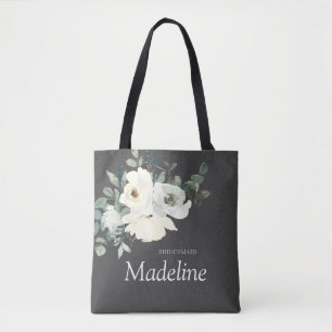 Dusty Blue & White Floral- Grau Tasche