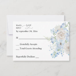 Dusty Blue & White Floral no Meal RSVP