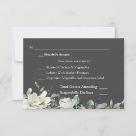 Dusty Blue & White Floral UAWG 3 Speisekarte - Gra RSVP Karte