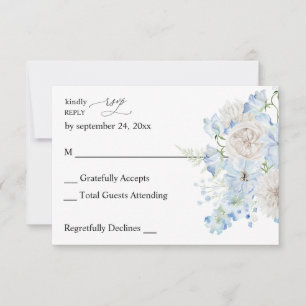 Dusty Blue & White Floral UAWG RSVP Karte