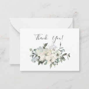 Dusty Blue & White Floral Vielen Dank Mitteilungskarte