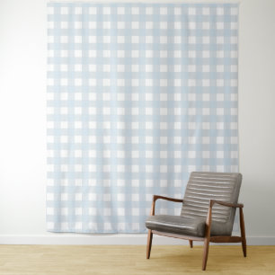 Dusty Blue & White Gingham Karo Tapestry Wandteppich